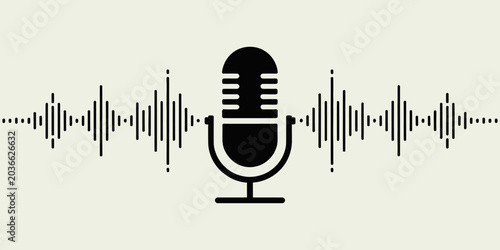 Bild auf Leinwand retro microphone vector illustration, Two microphone icons, one outlined and one