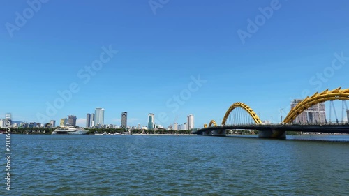 Dragon bridge over Han river in Danang, Vietnam. A famous landmark in Da Nang.