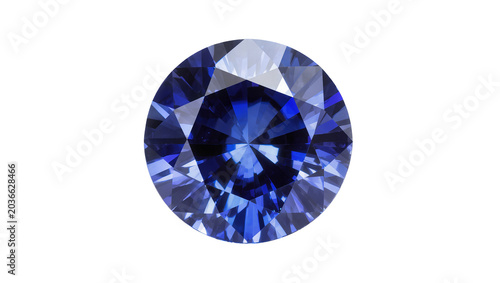 Fotografía Round cut blue sapphire gemstone with brilliant facets
