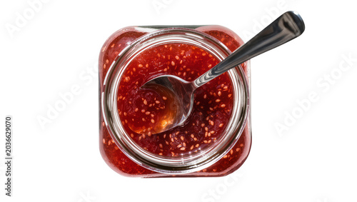 Εκτύπωση καμβά Glass jar of red fruit jam with spoon