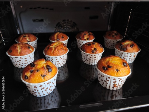 Homemade Chocolate Muffin Cakes Inside The Oven