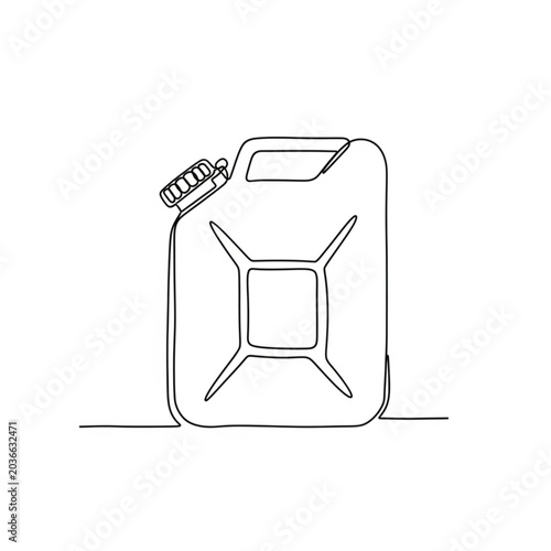 Line drawing of a jerry can with a handle on white background  