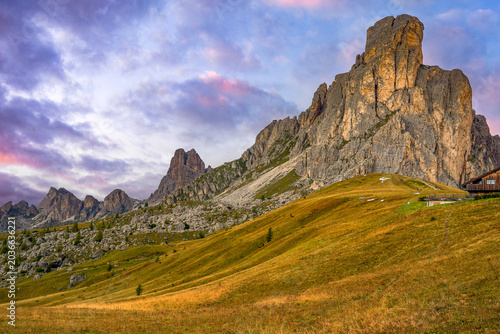 Mountain peak on the top of Giau pass in the Dolomite Alps, Italy