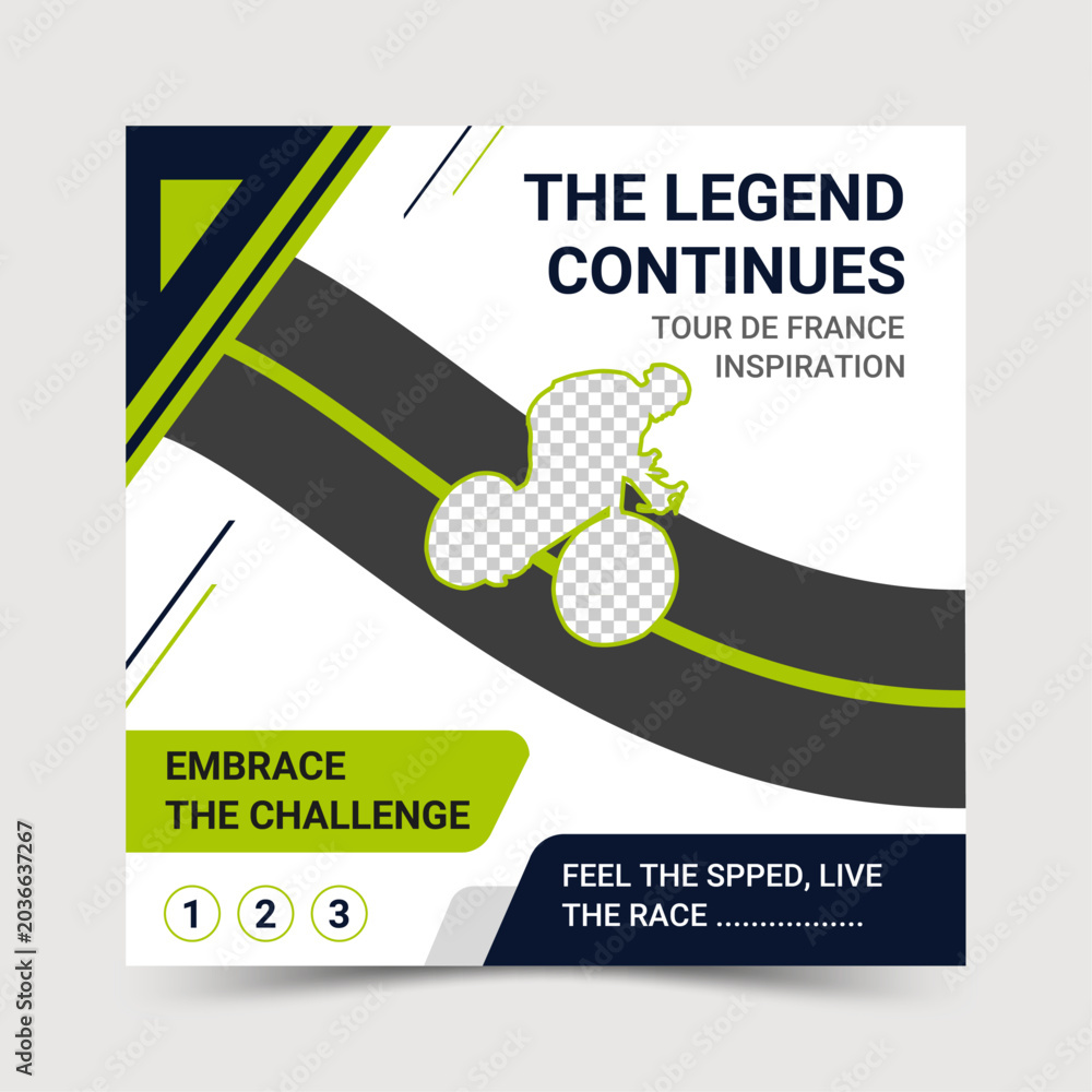 Obraz premium Colorful race track social media post design with speed lines vector illustration