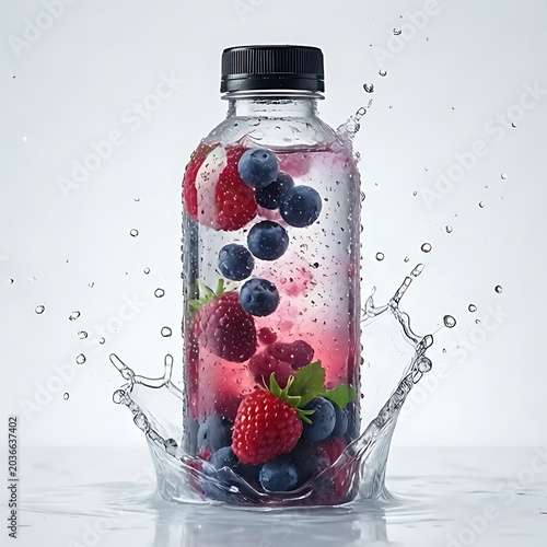 Detox berry infused water aesthetic bottle