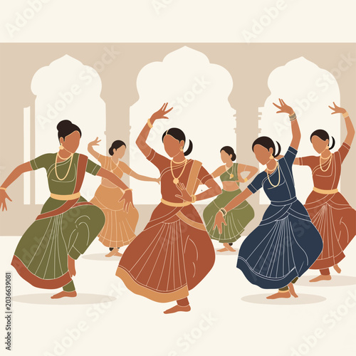 Bild auf Leinwand Indian classical dance performance group 1.