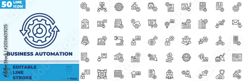 Photos Business Automation Line Editable Icons set