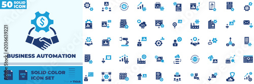 Foto Business Automation Solid Color Editable Icons set