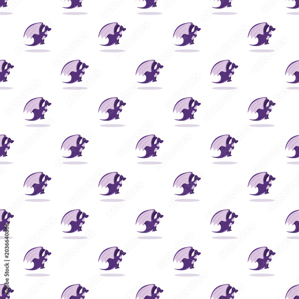 Obraz premium Purple cartoon dragons with wings creating a whimsical seamless pattern background