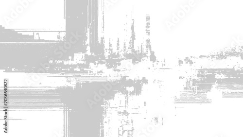 Photos Glitchy distorted digital noise pattern with grey pixels on white background