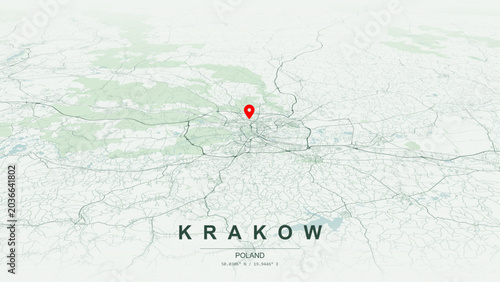Tableau sur toile Minimalist vector map of Krakow, Poland