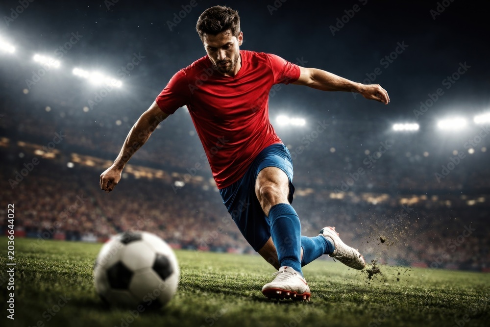 Naklejka premium Dynamic soccer player action shot