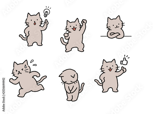 ビジネスシーン　猫のイラスト素材セット