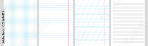 Obraz na plátne Set of school copybook sheets