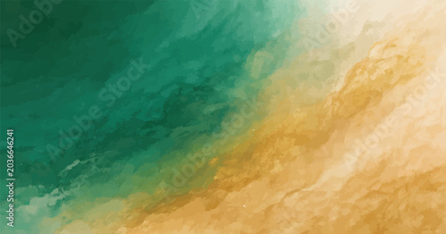 Tableau sur toile Abstract watercolor texture in teal and ochre with watercolor abstract backgroun
