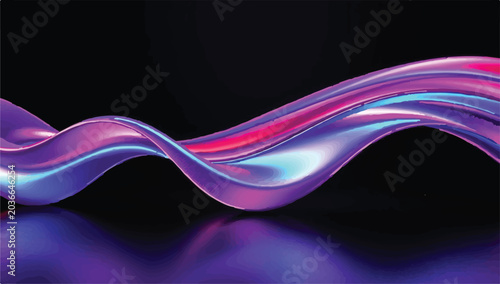 Photos Wavy abstract metallic ribbon with purple and blue iridescence abstract metallic