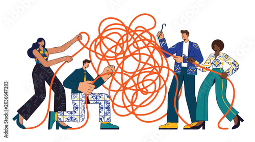 Collaborative team of creative professionals untangling complex business problems to deliver streamlined strategic solutions
