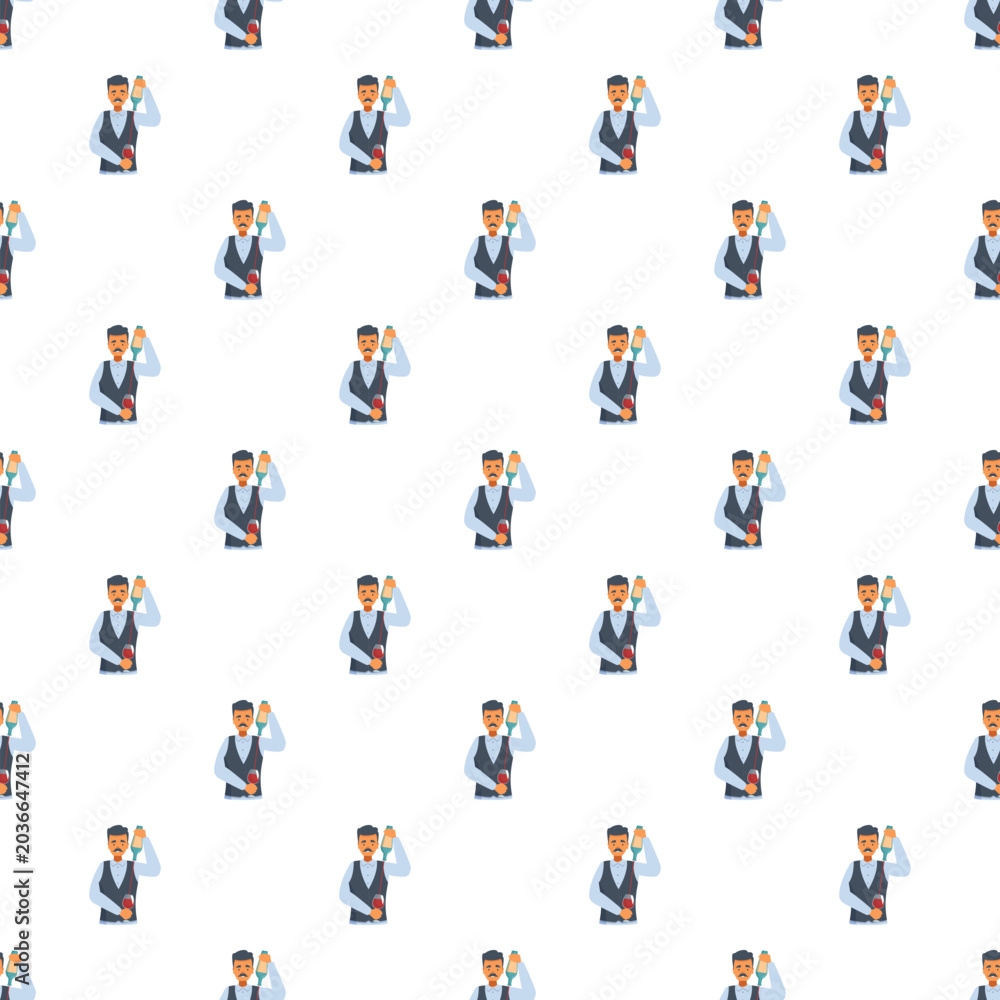 Fototapeta premium Waiters serving red wine in a professional restaurant service seamless pattern