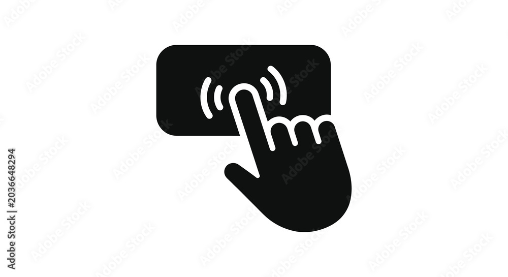 Obraz premium Hand Touching Speech bubble Icon Black Silhouette