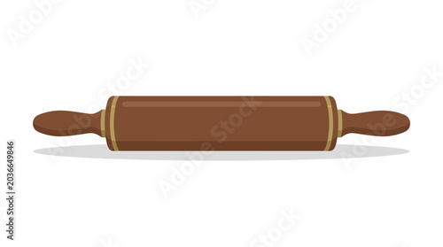 Vászonkép Brown wooden rolling pin kitchen tool.