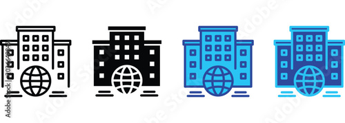 Public Company banner web icon line outline color vector illustration