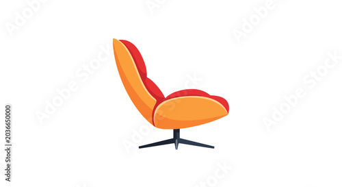Foto Modern Orange Armchair with Red Trim.