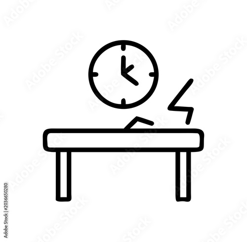 school desk with clock