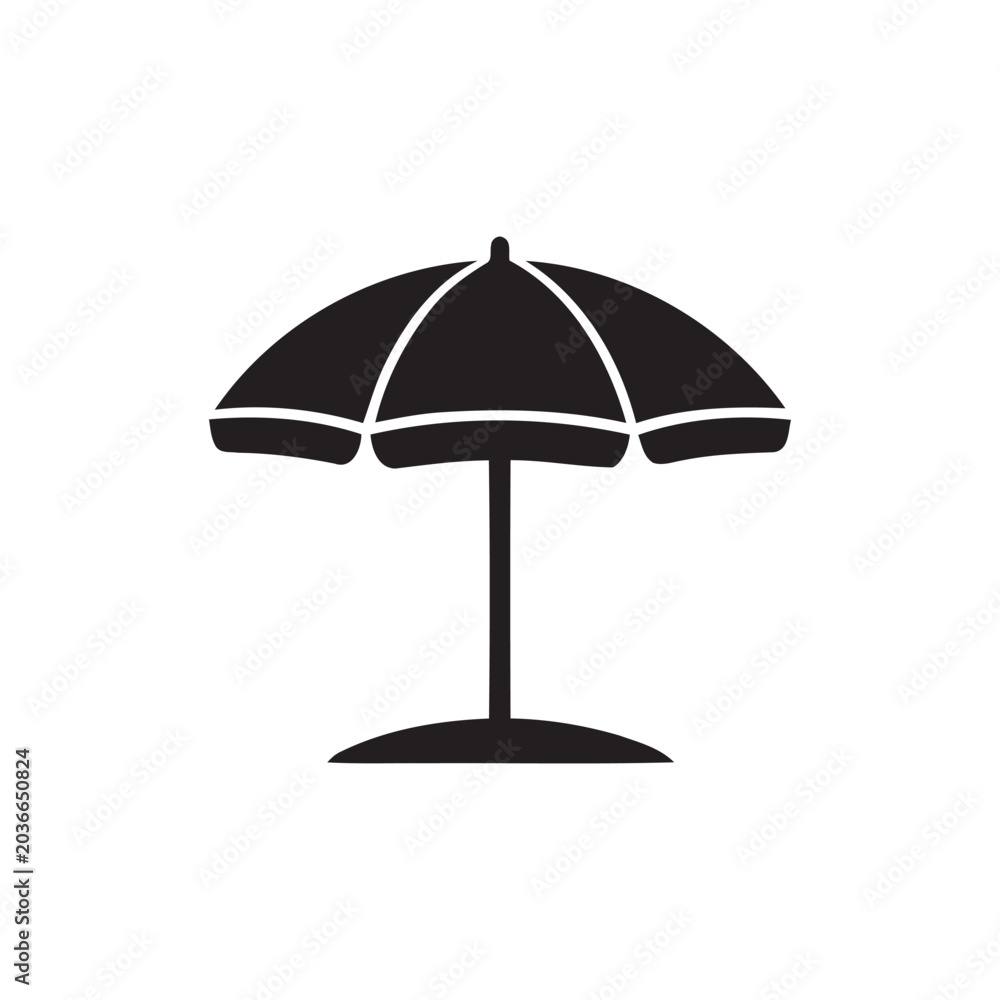 Fototapeta premium Black Umbrella Silhouette Icon Vector Illustration