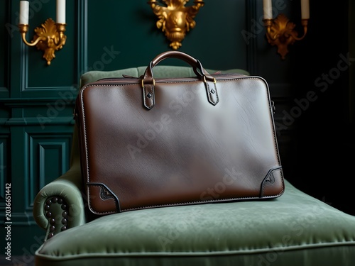 Partial Frame Leather Attaché Case Resting Velvet Armchair Cropped Hard