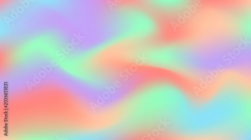 A smooth holographic background blends pastel neon colors, it creates a trendy futuristic and abstract design.