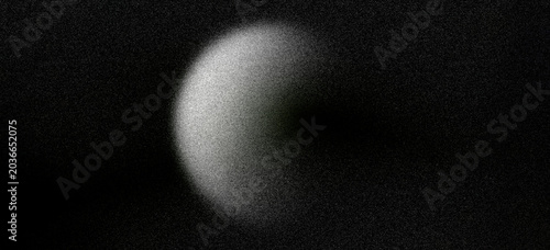 Foto Monochrome glowing gradient sphere on black grainy background with soft grey noi
