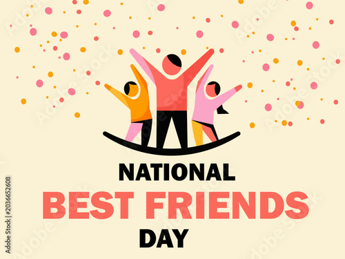 National best friends day colorful illustration with confetti