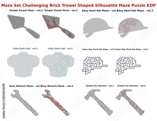 Labor Day Maze Set Challenging Brick Trowel Silhouette Puzzle KDP  