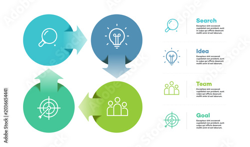 Schilderij op canvas Infographic chart circle venn diagram for business strategy, start up project, p