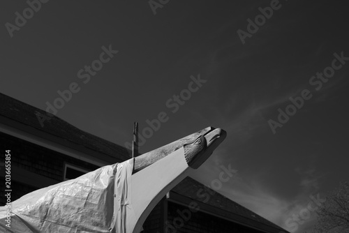 Bild auf Leinwand The masthead on a large sailing vessel in dry dock