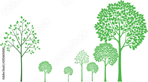 Photos Green Tree Collection Vector Illustration with Various Natural Forest and Garden