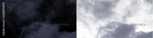 Foto Dark moody blue storm clouds shifting on transparent alpha background for dramatic atmospheric video overlay