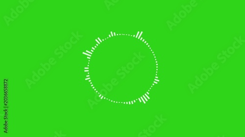 Spectrum audio visualizer circle equalizer music beat wave animation. Circular audio visualizer wave on green screen background. white audio waveform animation, sound frequency ripples.