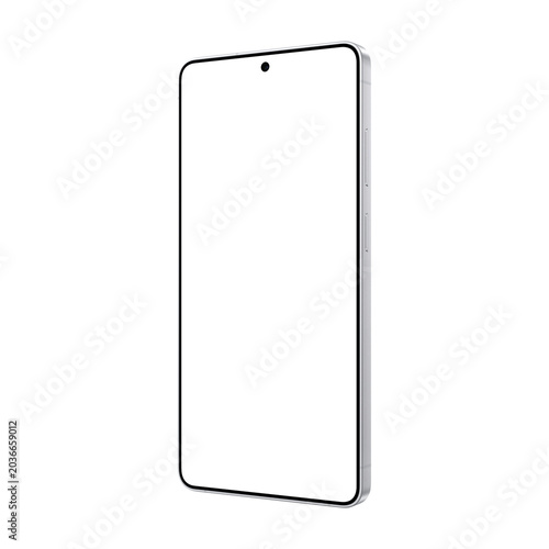 White isometric ultra smartphone mockup template without screen and background. Isolated png file
