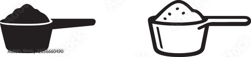 Fotografi Black scoop icon set for kitchen, food service, gardening, and utility vector design use