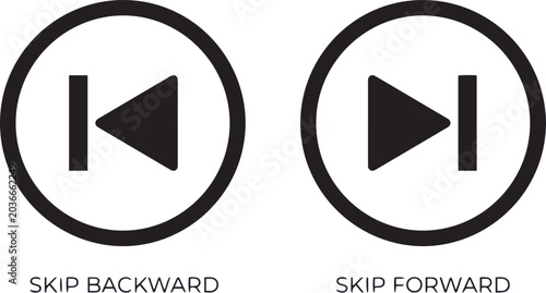 Photos Two circular icons show navigation buttons for skipping backward and skipping forward