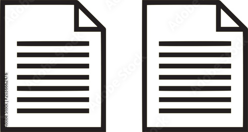 Two document icons with horizontal lines represent written information on a clean white background.