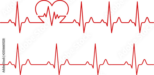 Heartbeat ECG Line Illustration Featuring Cardiology Pulse Monitoring, Heart Health Symbol and Medical Electrocardiogram Wave Design