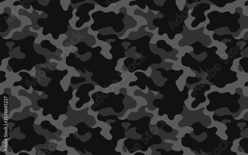 Fotografija Seamless dark charcoal camouflage pattern evokes a sense of stealth and tactical utility with flat lighting for modern designers