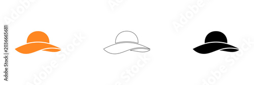Photos Three stylish sun hats in different colors isolated on transparent background, V