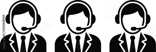 Fotografía Customer service, icon set, support assistance contact help desk communication and client care symbols in modern flat vector design