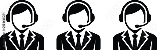 Foto Professional customer support icons, help desk and communication symbols representing service assistance and client care in clean vector style