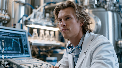 Fermentation scientist monitoring precis 1