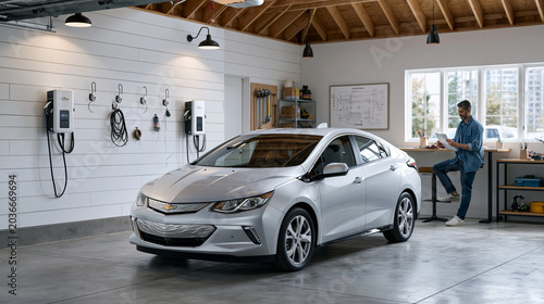 Suburban garage transformed into EV char 1