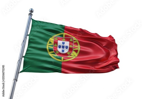 Waving flag of portugal isolated on white background
